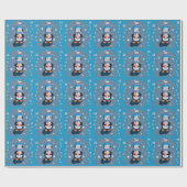 Cute Cartoon Penguin Blue Holidays Wrapping Paper ラッピングペーパー (フラット)