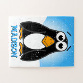 Cute Cartoon Penguin Customizable Name Kids ジグソーパズル (横)