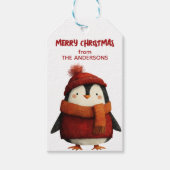 Cute Cartoon Penguin Festive Merry Christmas from  ギフトタグ (正面)