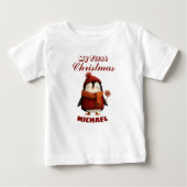 Cute Cartoon Penguin First Christmas Custom Name  ベビーTシャツ (正面)