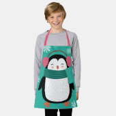 Cute Cartoon Penguin Winter Snowflakes Christmas エプロン (着用した状態)