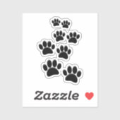 Cute Cartoon Pet Paw Trail Black シール (シート)