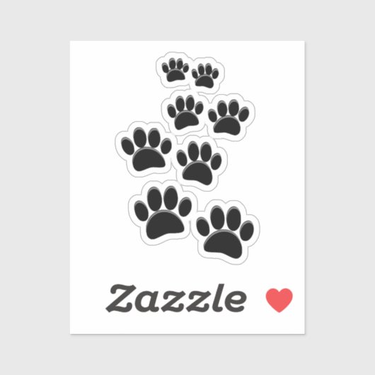 Cute Cartoon Pet Paw Trail Black シール (シート)
