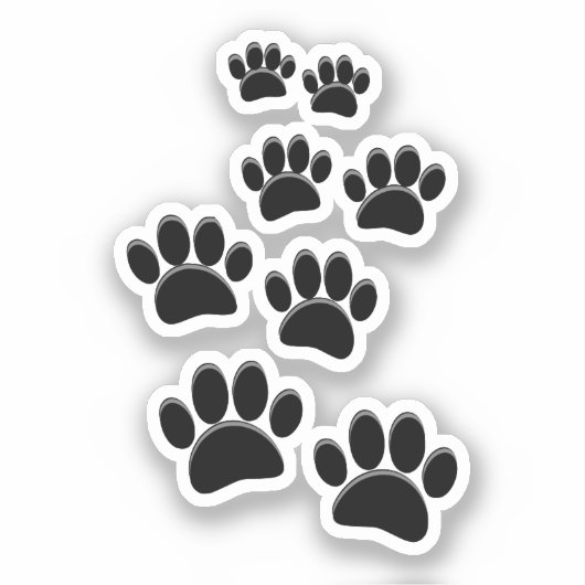 Cute Cartoon Pet Paw Trail Black シール (正面)