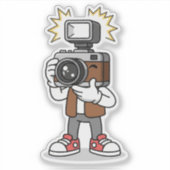 Cute Cartoon Photographer Custom-Cut Vinyl Sticker シール (正面)