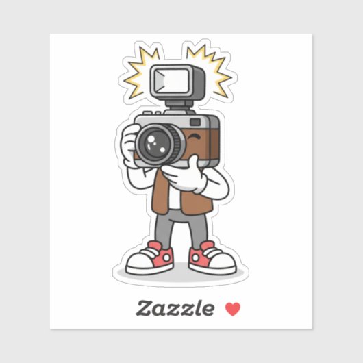 Cute Cartoon Photographer Custom-Cut Vinyl Sticker シール (シート)
