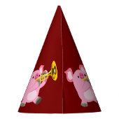 Cute Cartoon Pig Playing Trumpet Party Hat パーティーハット (裏面)