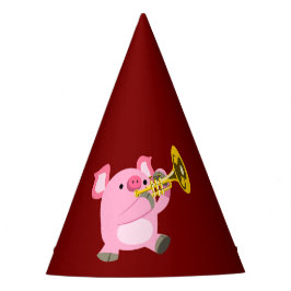 Cute Cartoon Pig Playing Trumpet Party Hat パーティーハット