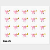 Cute Cartoon Pig Playing Trumpet Sticker ラウンドシール (シート)