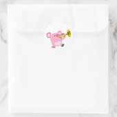 Cute Cartoon Pig Playing Trumpet Sticker ラウンドシール (バッグ)