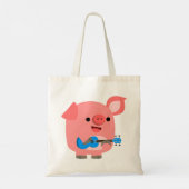Cute Cartoon Pig Playing Ukulele Tote Bag トートバッグ (裏面)