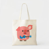 Cute Cartoon Pig Playing Ukulele Tote Bag トートバッグ (正面)