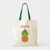 Cute Cartoon Pineapple Tote with Name トートバッグ (正面)