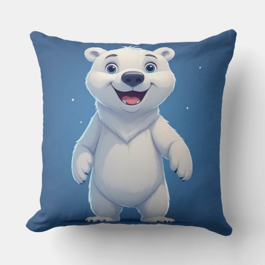 Cute Cartoon Polar Bear Character クッション (正面)