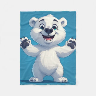 Cute Cartoon Polar Bear Character  フリースブランケット