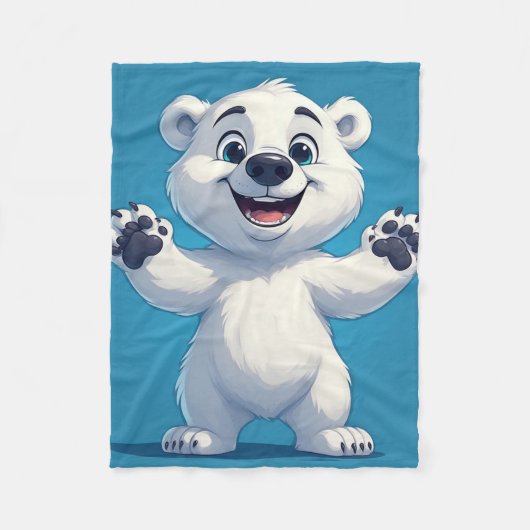 Cute Cartoon Polar Bear Character  フリースブランケット (正面)
