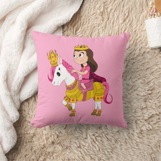 Cute cartoon princess throw pillow クッション (ブランケット)