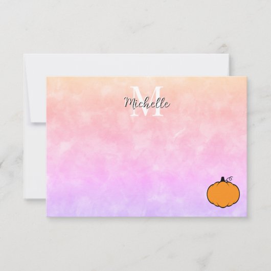 Cute Cartoon Pumpkin Colorful Watercolor ノートカード (正面)