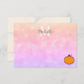 Cute Cartoon Pumpkin Colorful Watercolor ノートカード (正面/裏面)