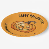 Cute Cartoon Pumpkin Orange Happy Halloween ペーパープレート (アングル)