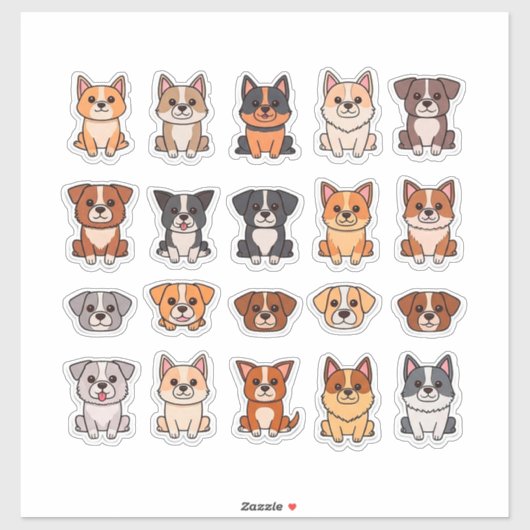 Cute Cartoon Puppies Collection シール (シート)