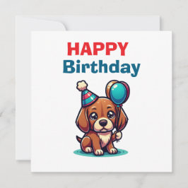Cute Cartoon Puppy Dog Happy Birthday Card - Moder カード