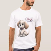 Cute Cartoon Puppy with Bone Tシャツ (正面)