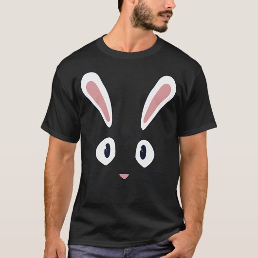 Cute Cartoon Rabbit Face Easter Bunny Costume Tシャツ (正面)