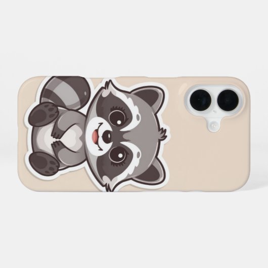 Cute Cartoon Raccoon Phone Case iPhone 16ケース (裏面横)