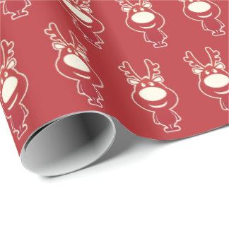 Cute Cartoon Rudolph Red Pattern ラッピングペーパー