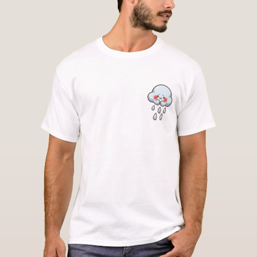 Cute Cartoon Sad Crying Cloud with Raindrops Tシャツ (正面)