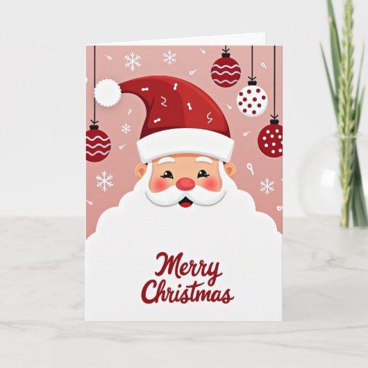 Cute Cartoon Santa Claus Face Merry Christmas Card カード (正面)