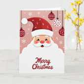 Cute Cartoon Santa Claus Face Merry Christmas Card カード (黄色い花)