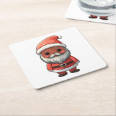 Cute Cartoon Santa Claus Illustration スクエアペーパーコースター (アングル)