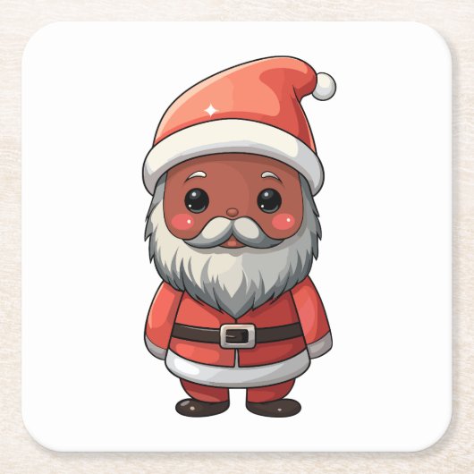 Cute Cartoon Santa Claus Illustration スクエアペーパーコースター (正面)