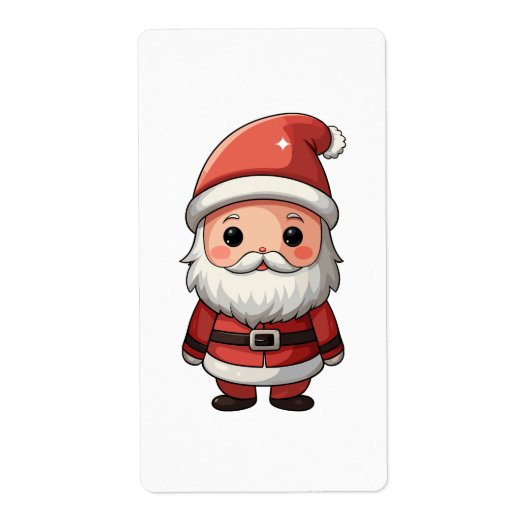 Cute Cartoon Santa Claus Illustration ラベル (正面)