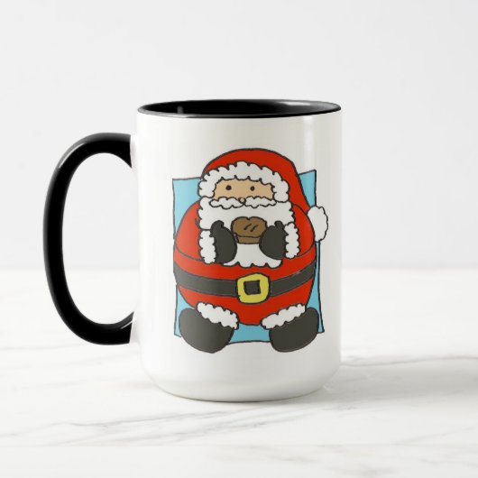 Cute Cartoon Santa Holding Mince Pie マグカップ (左)