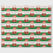 Cute Cartoon Santa Merry Christmas Name Green Gift ラッピングペーパー (フラット)