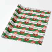 Cute Cartoon Santa Merry Christmas Name Green Gift ラッピングペーパー (アンロールド)
