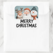 Cute Cartoon Santa Reindeer Snowman Merry Xmas スクエアシール (バッグ)
