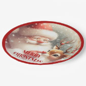 Cute Cartoon Santa Rudolph Christmas Party Plates ペーパープレート (アングル)
