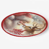 Cute Cartoon Santa Rudolph Christmas Party Plates ペーパープレート (アングル)