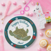 Cute Cartoon Sea Turtle Birthday Party ペーパープレート (パーティー)