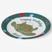 Cute Cartoon Sea Turtle Birthday Party ペーパープレート (アングル)