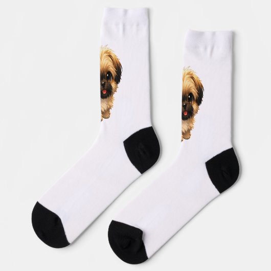 Cute Cartoon Shih Tzu Dog Socks ソックス (左)