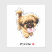 Cute Cartoon Shih Tzu Nala Pink Bow Puppy Dog シール (シート)
