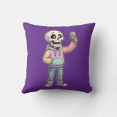 Cute Cartoon Skeleton Selfie - Full Body Trendy  クッション (裏面)