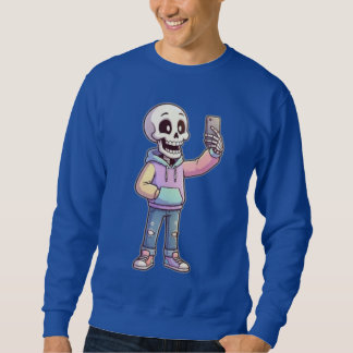 Cute Cartoon Skeleton Selfie - Full Body Trendy  スウェットシャツ