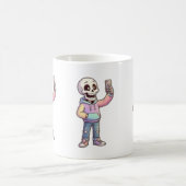 Cute Cartoon Skeleton Selfie - Full Body Trendy Ou コーヒーマグカップ (中央)