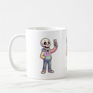 Cute Cartoon Skeleton Selfie - Full Body Trendy Ou コーヒーマグカップ